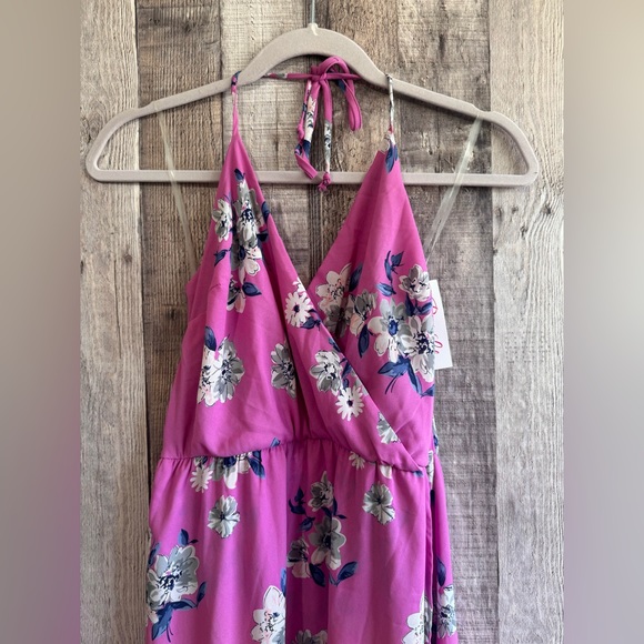 Pink Lily Infinite Love Purple Floral Maxi Wrap Dress Size Small - Picture 3 of 12